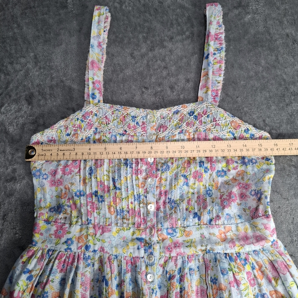 Love Shack Fancy Women's Midi Dress Cotton Multicolor Floral Pleated Ruffle Sz 0 - Picture 10 of 15
